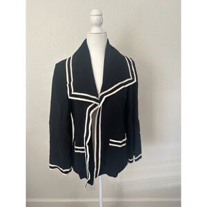 St. John Yellow Label Wool Open Front Jacket Black White Size Small